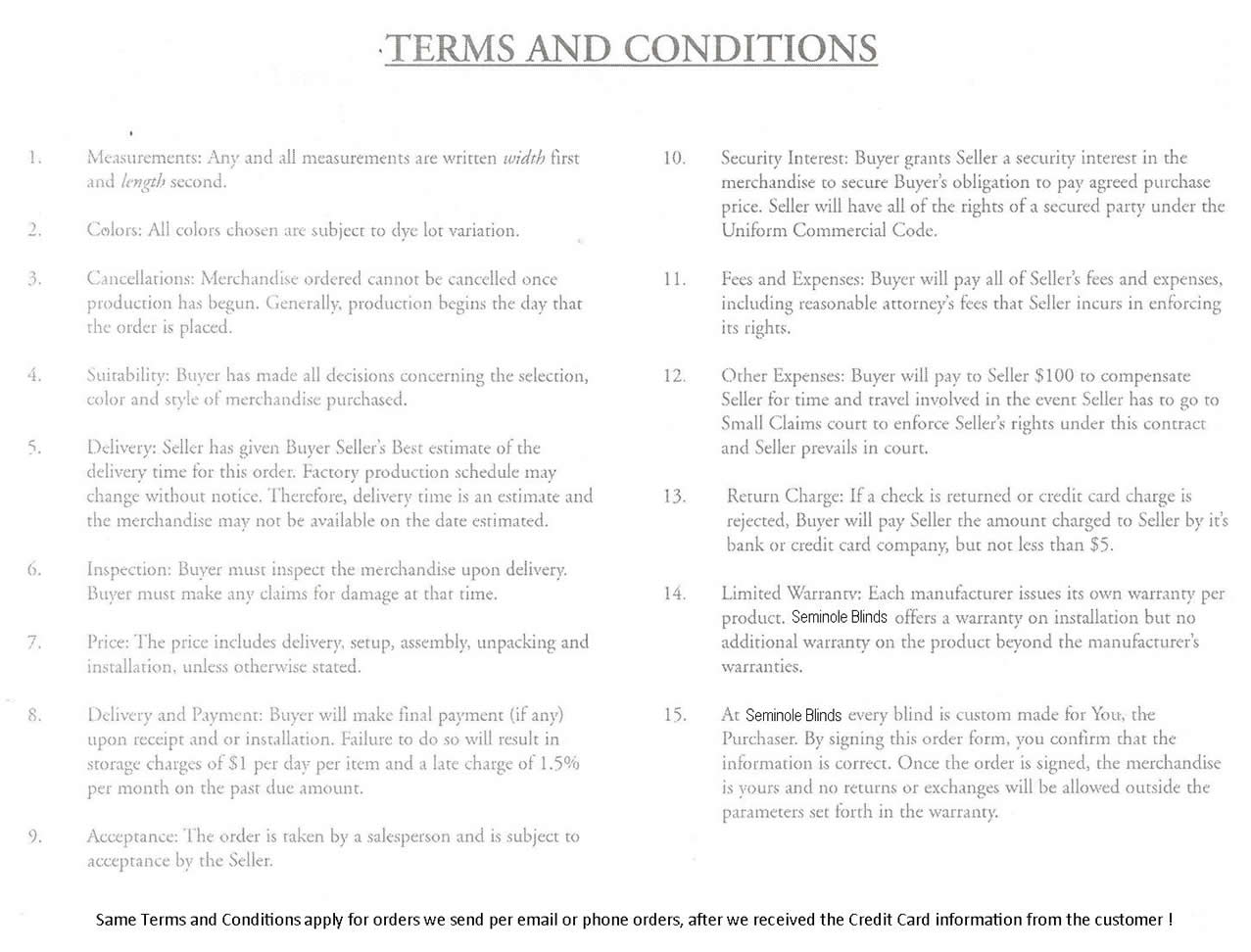 Terms and Conditions